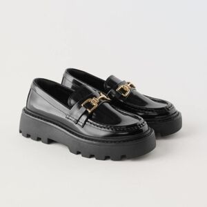 Zara Kids Black Chain Loafers
